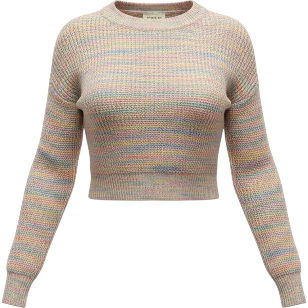 Sienna Sky Sweater Womens XS Multi Pastel Rainbow Excellent Cropped Space Dye